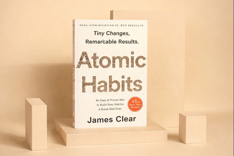 Atomic Habits book cover by James Clear explaining how small habits lead to remarkable results